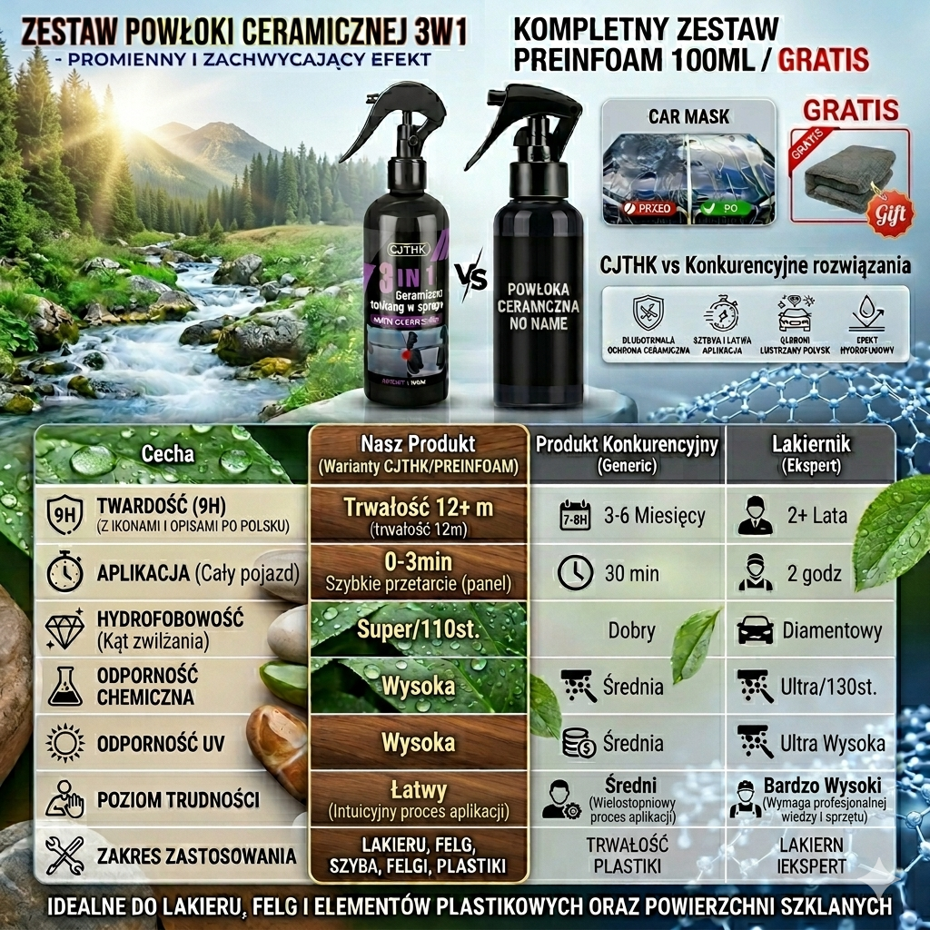 Powłoka Ceramiczna Do Samochodu / Nano Ceramic Spray + Ręcznik z Mikrofibry Gratis