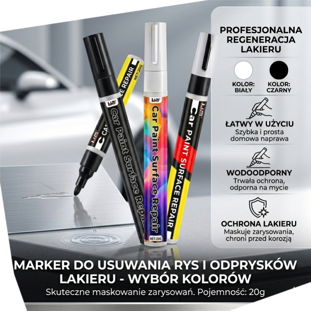 Wypełniacz ( Czarny / Biały ) do Lakieru Samochodowego – Wypełniacz Zarysowań FlyMaxx  FlyMaxx Touch-Up Pen