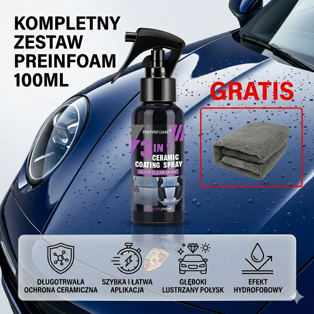 Ceramika w Sprayu do Lakieru  100ml + Ręcznik Gratis