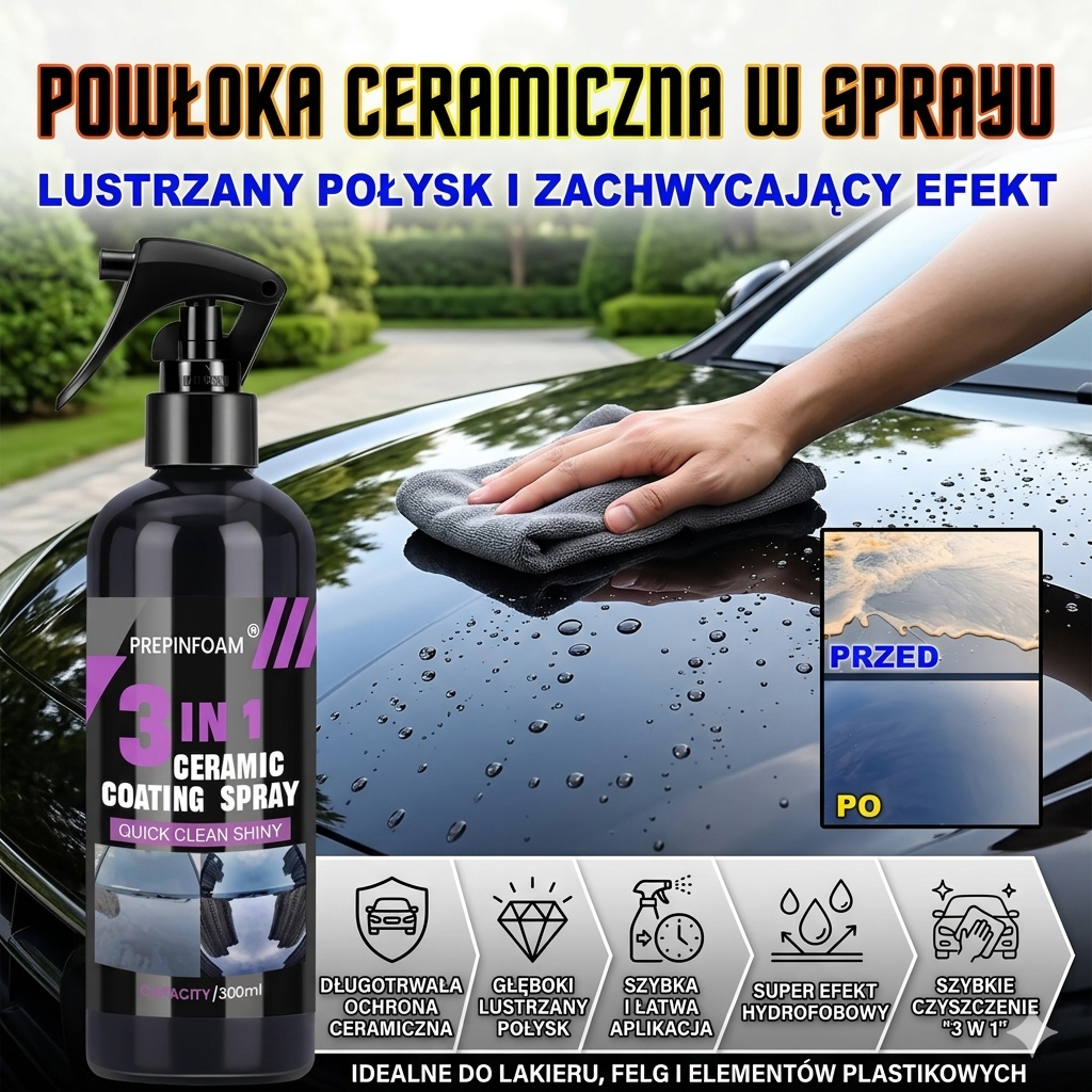 Ceramika w Sprayu do Lakieru  100ml + Ręcznik Gratis