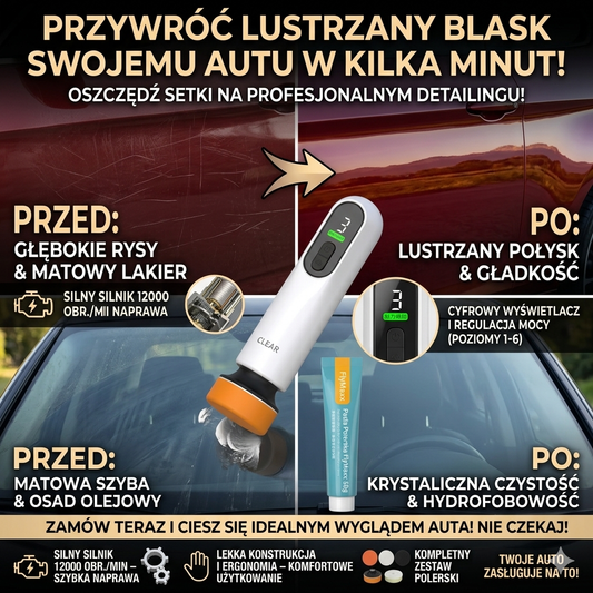 ( Zestaw) Polerka Bezprzewodowa 3 w 1 – Przywróć Blask Lakierowi oraz Lampą Bez Warsztatu od FlyMaxx