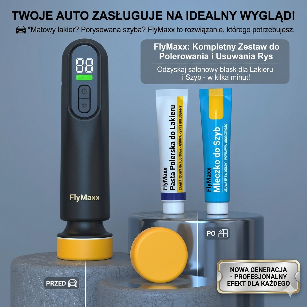 ( Zestaw) Polerka Bezprzewodowa 3 w 1 – Przywróć Blask Lakierowi oraz Lampą Bez Warsztatu od FlyMaxx