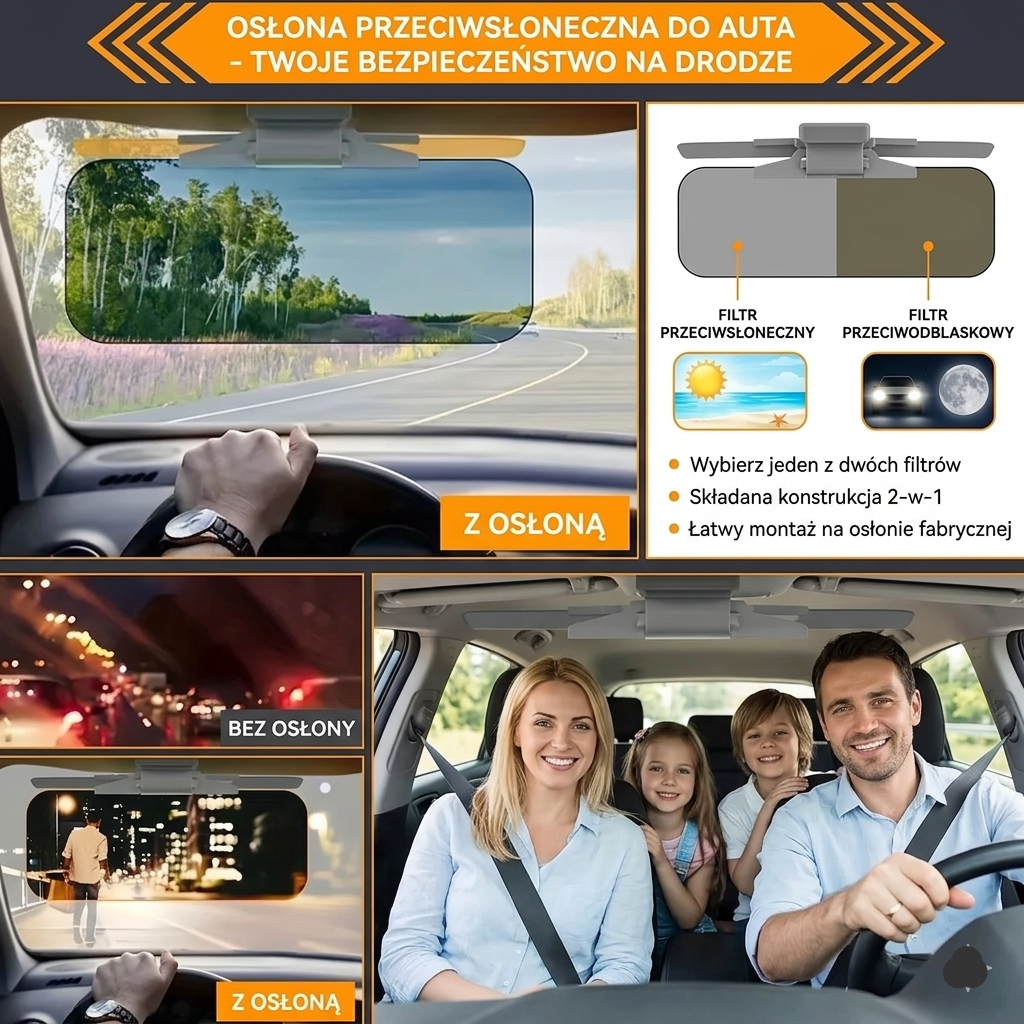 SunGuard Visor – Osłona przeciwsłoneczna z technologią anty-odblaskową 2w1