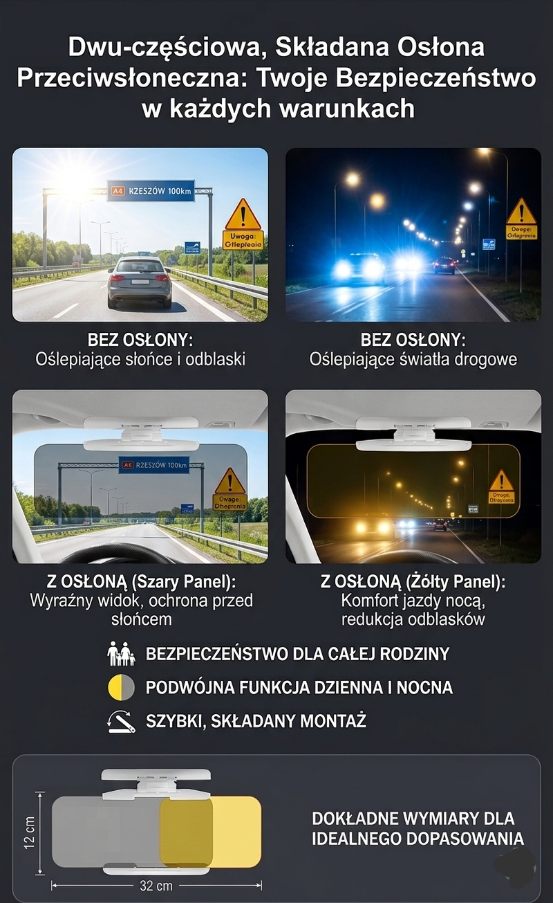 SunGuard Visor – Osłona przeciwsłoneczna z technologią anty-odblaskową 2w1