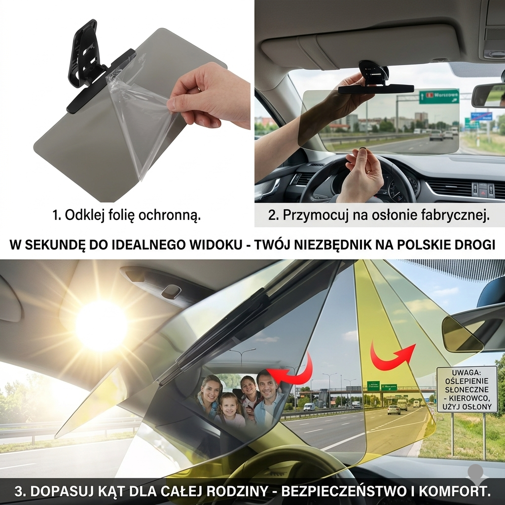 SunGuard Visor – Osłona przeciwsłoneczna z technologią anty-odblaskową 2w1