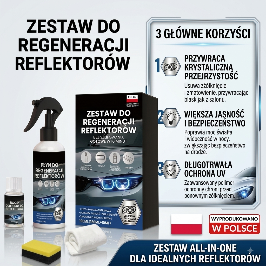Zestaw do Regeneracji Reflektorów od FlyMaxx / Nie Wymaga Polerowania 👍
