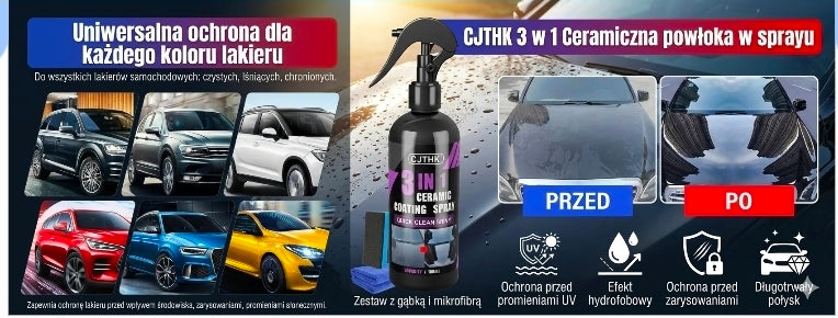 Ceramiczna Powłoka Nano w Sprayu 3w1 | Hydrofobowa Ochrona Lakieru w 3 Minuty + Gratisy 🎁